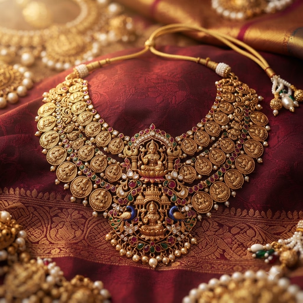 22K Antique Temple Gold Necklace