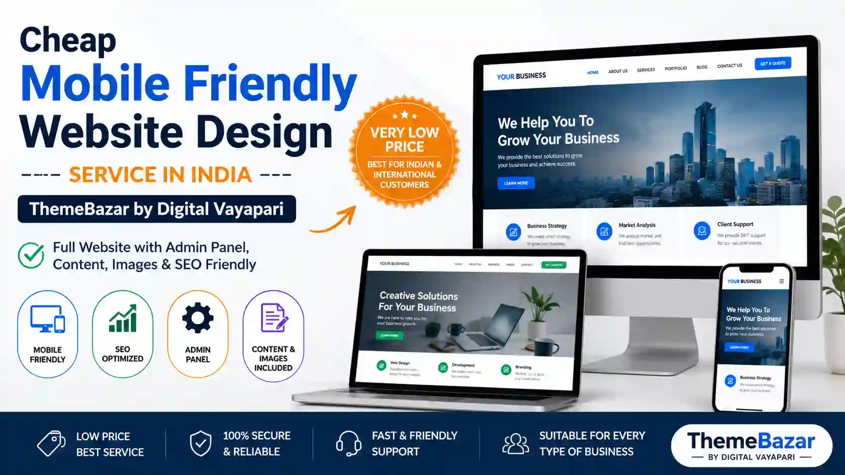 Cheap Mobile Friendly Website Design Service in India | ThemeBazar by Digital Vayapari